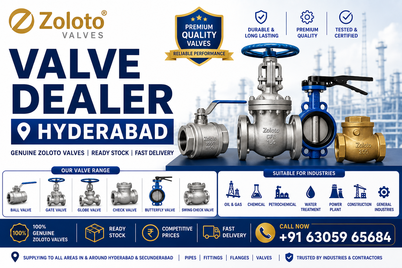 Authorized Zoloto Valves Dealer and Supplier Inventory Hyderabad