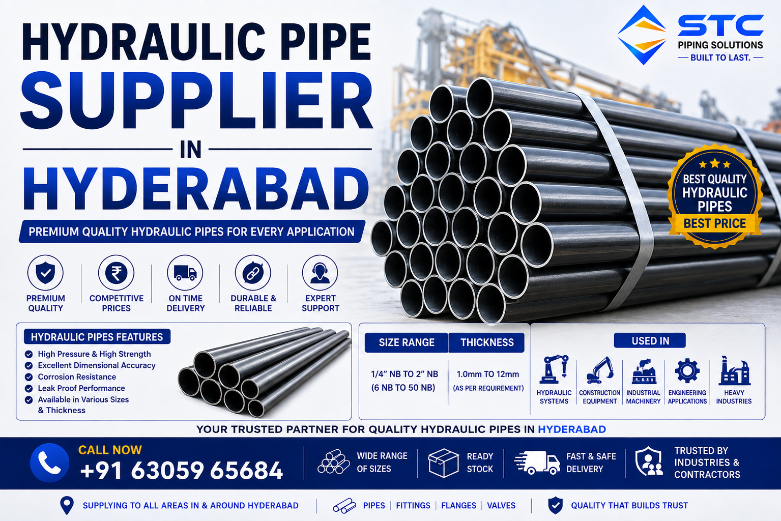 Premium Industrial Hydraulic Pipe Inventory Hyderabad