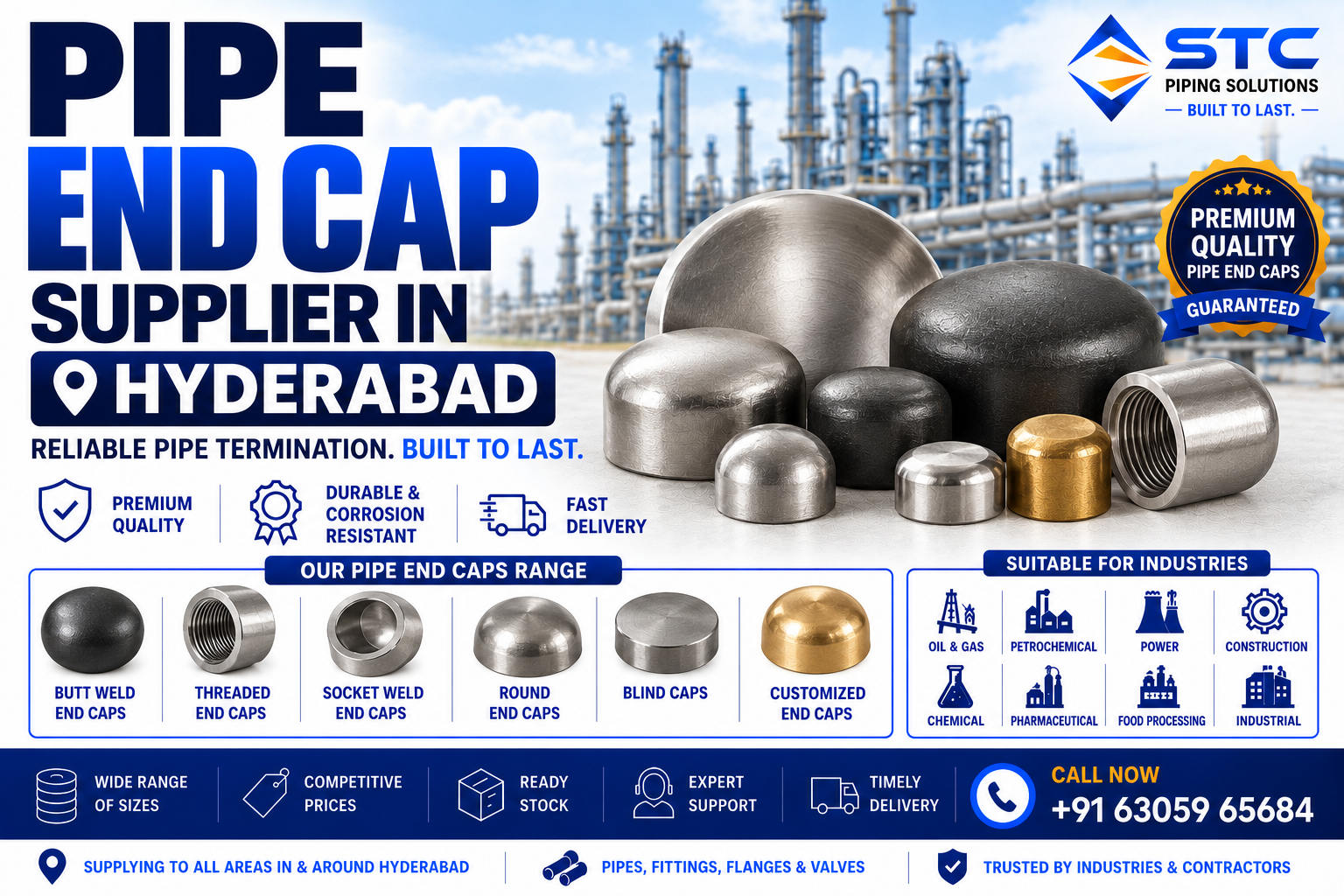 Premium Industrial Pipe End Caps Supplier Hyderabad